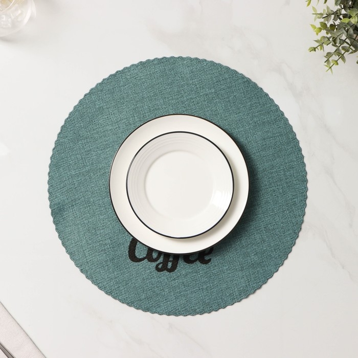 Салфетки сервировочные на стол Доляна Coffee, 4 шт, d=37 см, цвет бирюзовый Салфетки сервировочные на стол Доляна Coffee, 4 шт, d=37 см, цвет бирюзовый
