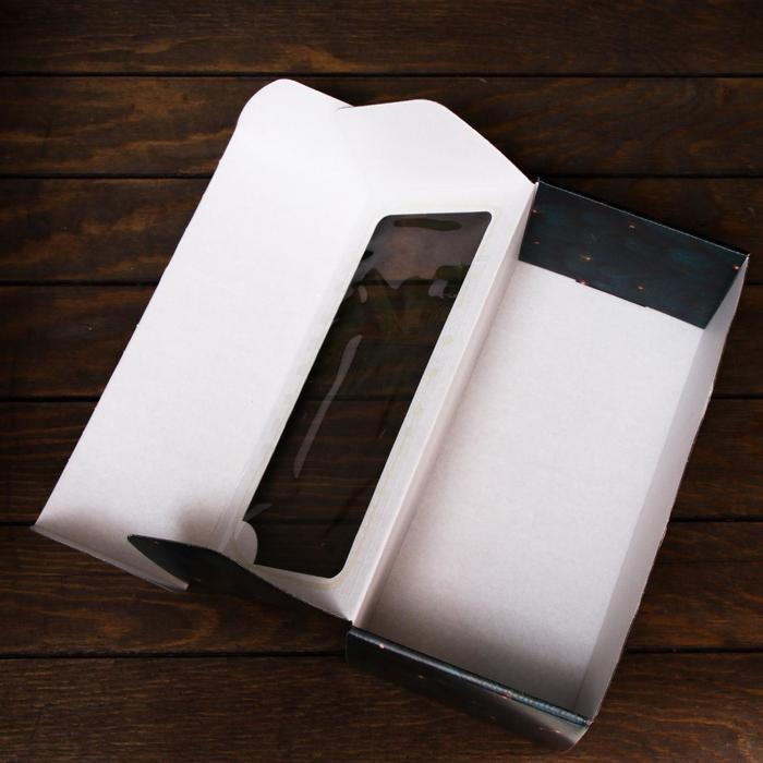 Новый год. Коробка самосборная, с окном, Новый год. Коробка самосборная, с окном, "Счастливого Рождества", 16 х 35 х 12 см.