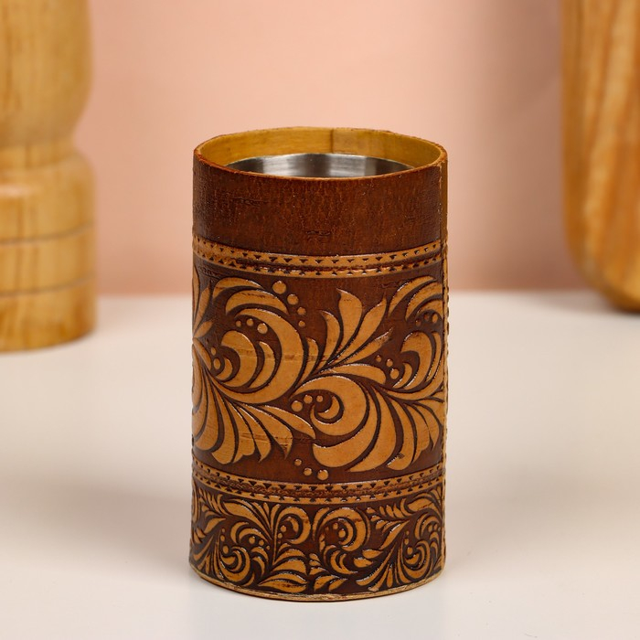 Набор стопок «Охотник», 4 шт, в тубусе, 4,5×4,5×9 см, береста Набор стопок «Охотник», 4 шт, в тубусе, 4,5×4,5×9 см, береста