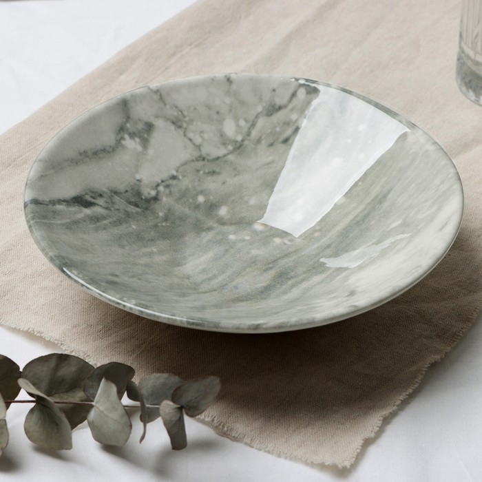 Тарелка керамическая «Стоун», 20 х 5.5 см, 600 мл, цвет серый Тарелка керамическая «Стоун», 20 х 5.5 см, 600 мл, цвет серый