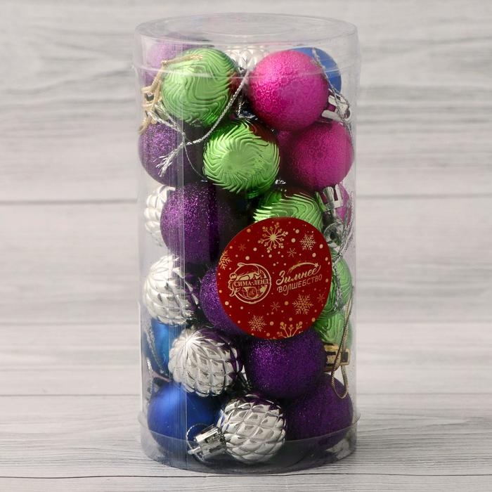 Набор шаров пластик d-3 см, 30 шт Набор шаров пластик d-3 см, 30 шт "Синди" микс