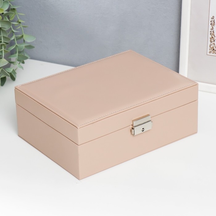 Шкатулка кожзам для украшений  Шкатулка кожзам для украшений "Кремовая матовая" 9х23х17 см