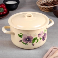 Кастрюля эмалированная цилиндрическая, 2,9 л, рисунок МИКС