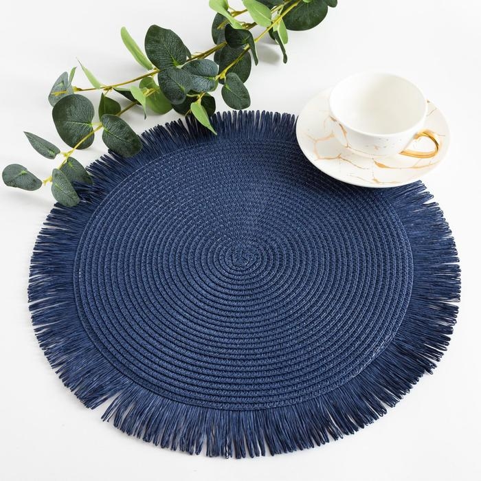 Салфетка сервировочная Доляна Салфетка сервировочная Доляна "Бохо", цв.синий, d 38 см