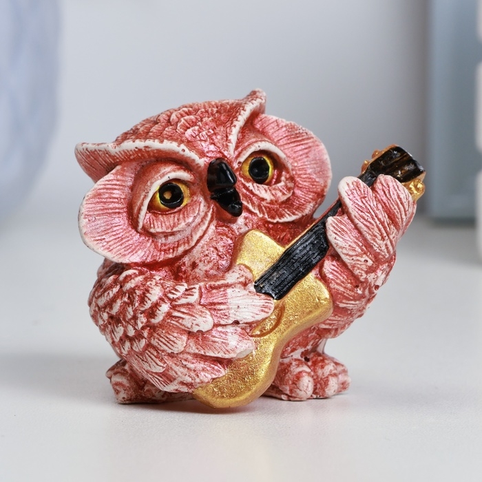 Фигура Фигура "Сова с гитарой" красно-коричневая, 5х5х5см
