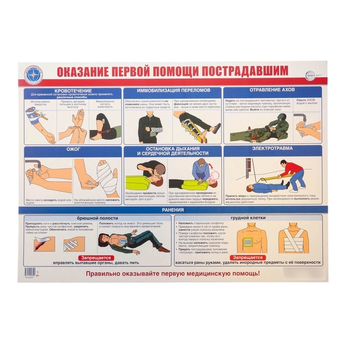 Плакат  Плакат "Оказание первой помощи пострадавшим" А2