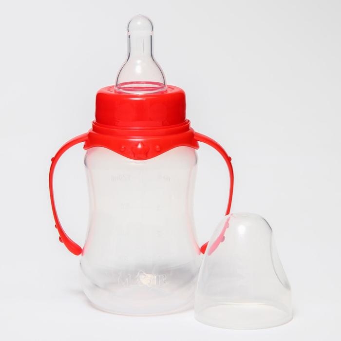 Бутылочка для кормления, классическое горло, 150 мл., от 0 мес., приталенная, с ручками, цвет МИКС Бутылочка для кормления, классическое горло, 150 мл., от 0 мес., приталенная, с ручками, цвет МИКС