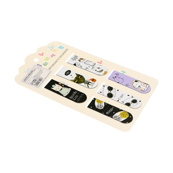 Набор закладок магнитных для книг 6 штук Зверушки 60*19мм МИКС CALLIGRATA