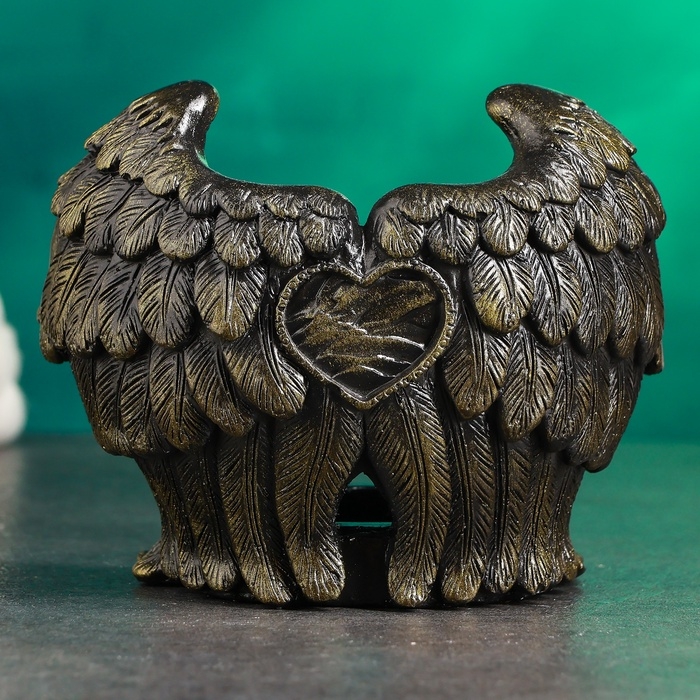 Подсвечник "Крылья ангела" черный с золотом, 12см