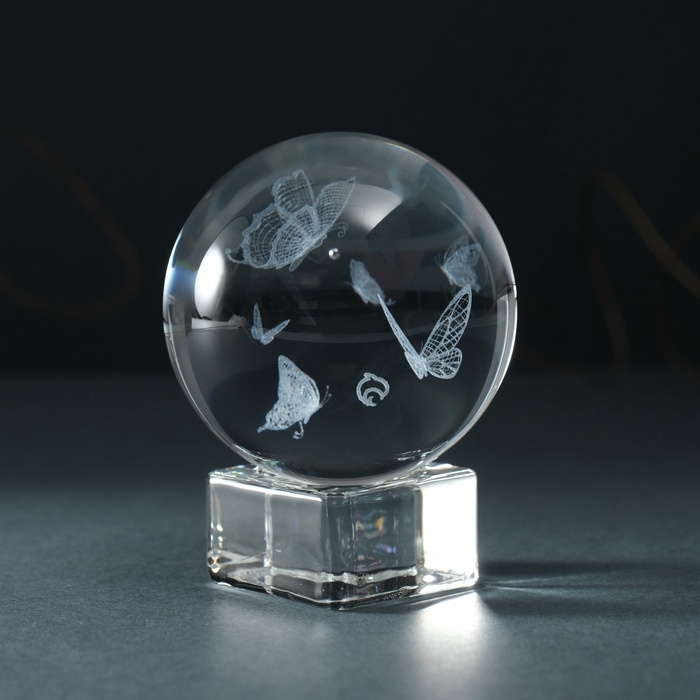 Сувенир стекло шар  Сувенир стекло шар "Бабочки" d=6 см