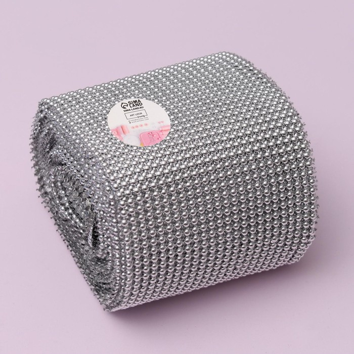 Лента с имитацией выпуклых страз, 11,5 см, 9 ± 1 м, цвет серебряный Лента с имитацией выпуклых страз, 11,5 см, 9 ± 1 м, цвет серебряный