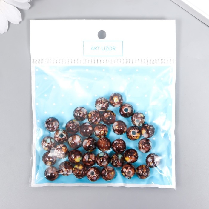 Бусины для творчества пластик "Шарики шамот корица" набор 20 гр d=1 см