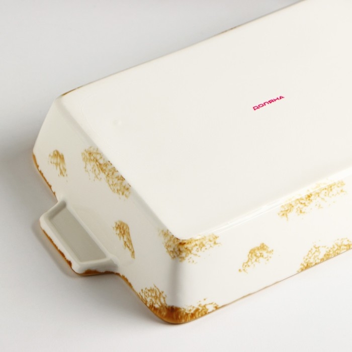 Форма для запекания из фарфора Доляна Organic Gold, 2 л, 33×20,5×5,5 см, цвет белый Форма для запекания из фарфора Доляна Organic Gold, 2 л, 33×20,5×5,5 см, цвет белый