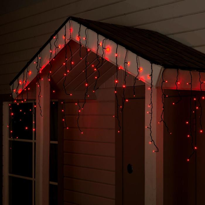 Гирлянда «Бахрома» 4 × 0.6 м, IP44, тёмная нить, 180 LED, свечение красное, 8 режимов, 220 В Гирлянда «Бахрома» 4 × 0.6 м, IP44, тёмная нить, 180 LED, свечение красное, 8 режимов, 220 В