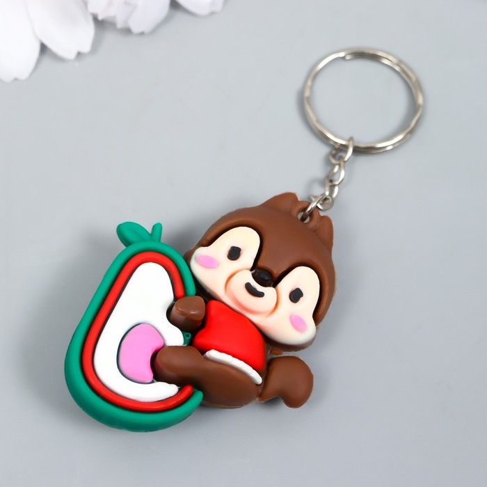 Брелок резина Брелок резина "Белочка на авокадо" МИКС 1,6х4,3х5,2 см