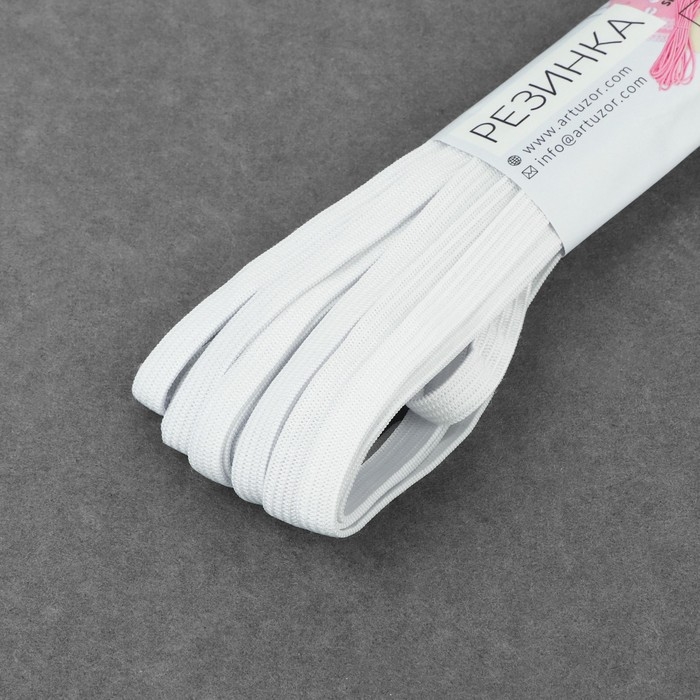 Резинка вязаная, 8 мм, 10 ± 0,5 м, цвет белый Резинка вязаная, 8 мм, 10 ± 0,5 м, цвет белый