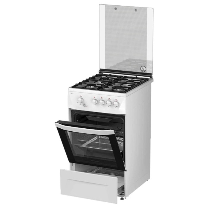 Плита Darina 1 D1 GM 241 008 W, газовая, 4 конфорки, 50 л, газовая духовка, белая