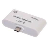 Картридер-OTG Luazon LNCR-100, адаптер microUSB, разъемы USB, microSD, SD, белый