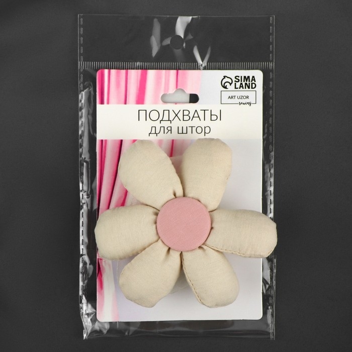Подхват для штор «Цветочек», d = 10 см, цвет молочный/розовый Подхват для штор «Цветочек», d = 10 см, цвет молочный/розовый