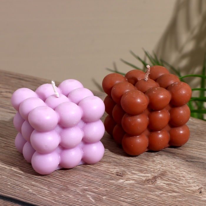 Свеча  Свеча "Шарики 3 слоя" 6х6х6 см, соевый воск МИКС