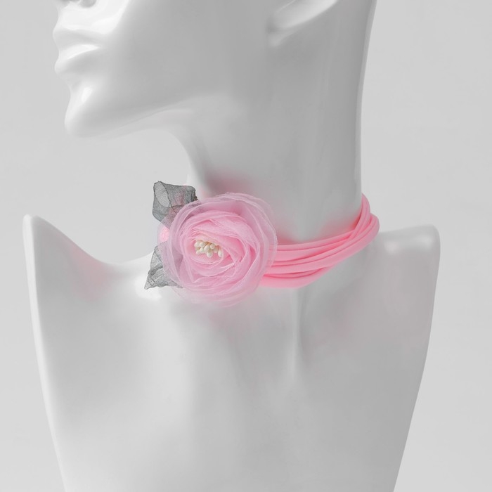 Чокер «Танго» роза с листьями, цвет розовый, 130 см Чокер «Танго» роза с листьями, цвет розовый, 130 см