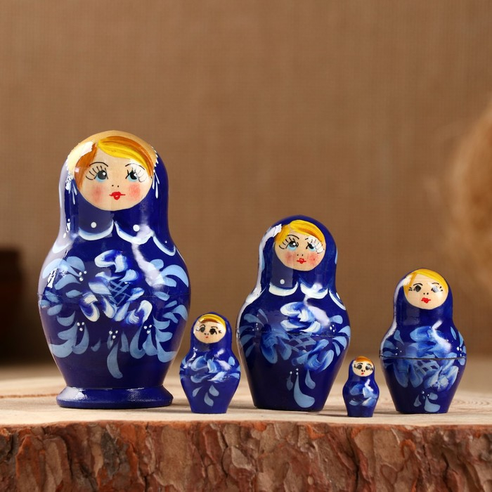 Матрёшка «Гжель», синее платье, 5 кукольная, 10 см Матрёшка «Гжель», синее платье, 5 кукольная, 10 см