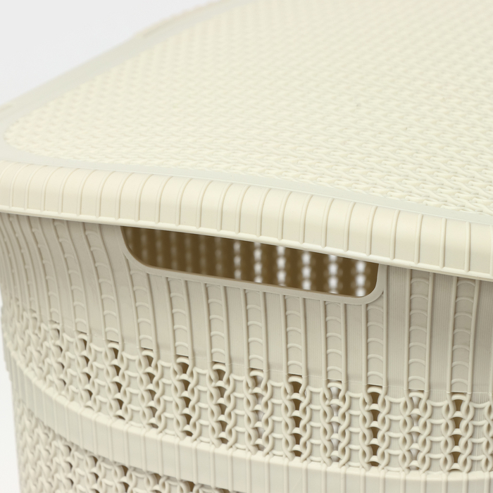 Корзина бельевая с крышкой «Вязание», 55 л, 45×36×57 см, цвет белый ротанг Корзина бельевая с крышкой «Вязание», 55 л, 45×36×57 см, цвет белый ротанг