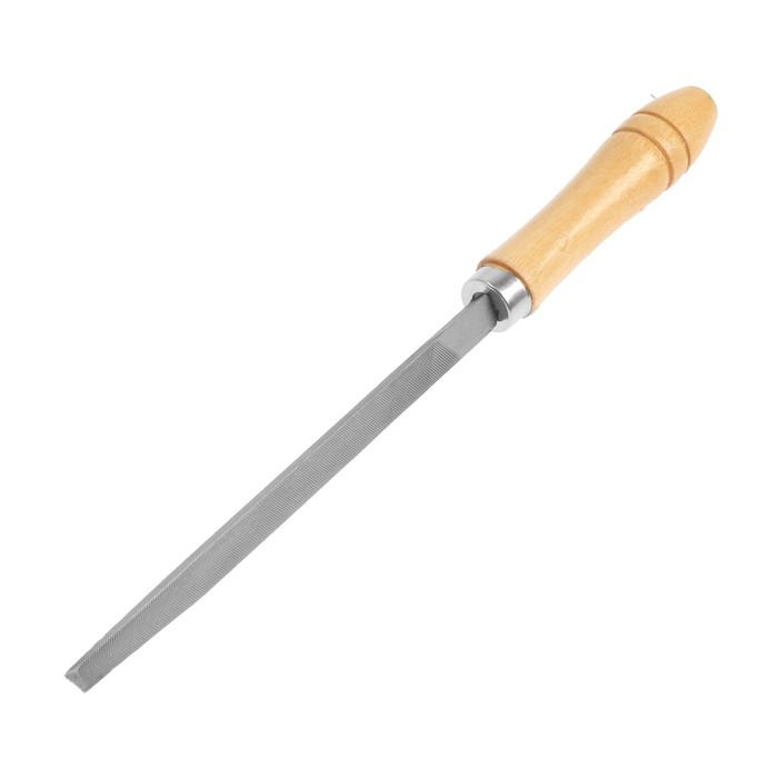 Напильник ТУНДРА, трехгранный, сталь У10, деревянная рукоятка, №2, 150 мм Напильник ТУНДРА, трехгранный, сталь У10, деревянная рукоятка, №2, 150 мм