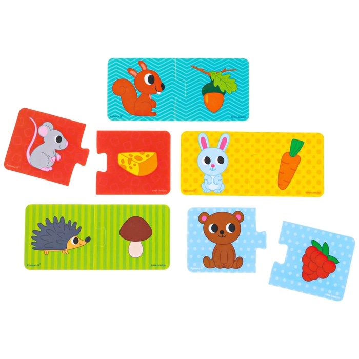 Мягкий пазл для малышей «Кто что ест?», 5 пазлов, Крошка Я Мягкий пазл для малышей «Кто что ест?», 5 пазлов, Крошка Я