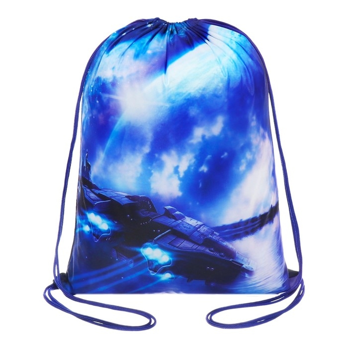 Мешок для обуви 420 х 340 мм, Calligrata МСО-5С, (мягкий полиэстер, плотность 210D),  Мешок для обуви 420 х 340 мм, Calligrata МСО-5С, (мягкий полиэстер, плотность 210D), "Космос и Звездолёт"