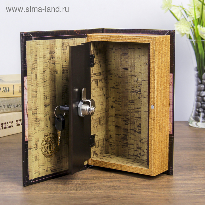 Сейф-книга дерево  Сейф-книга дерево "Карта мира" кожзам 21х13х5 см