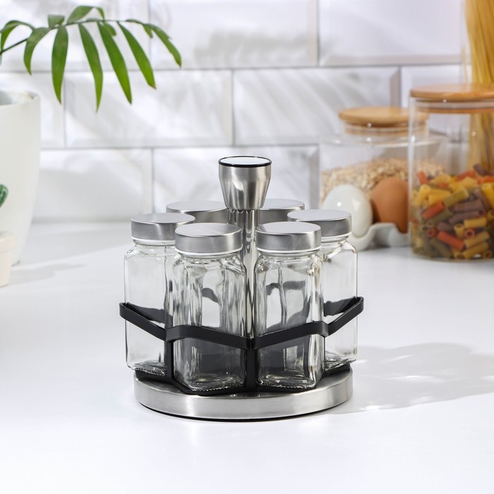 Набор для специй из стекла на подставке «Классика», 6 шт Набор для специй из стекла на подставке «Классика», 6 шт