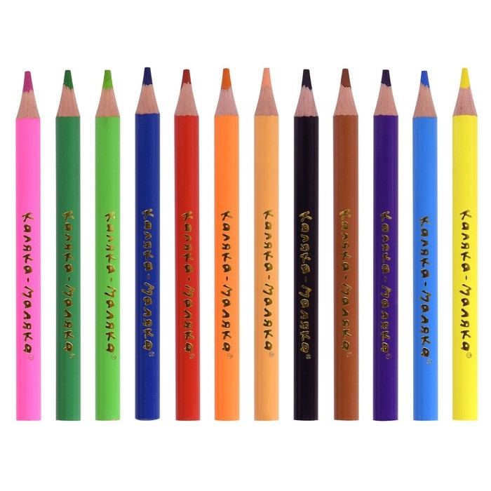 Карандаши 12 цветов "JUMBO" Каляка-Маляка, в тубусе с точилкой, утолщенный грифель, круглый пластиковый корпус