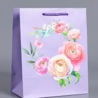 Пакет подарочный "Цветочная симфония" ламинированный 18 х 22,3 х 10 см