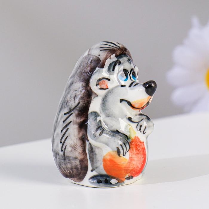 Сувенир гжель «Ёжик», бело-синий,керамика, Сувенир гжель «Ёжик», бело-синий,керамика,