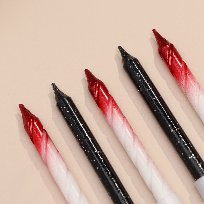 Свечи для торта Свечи для торта "Спираль", 6 шт, черные и градиент белый с красным