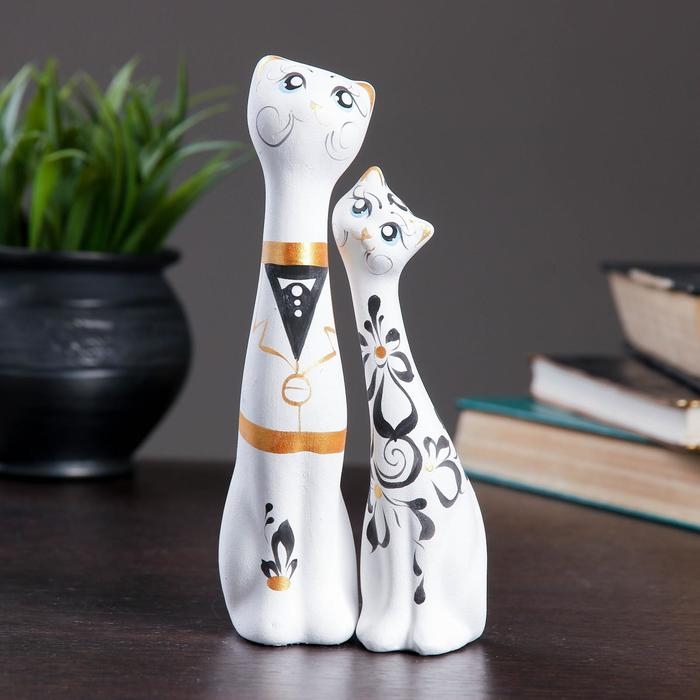 Фигура Фигура "Love Коты" набор 2шт белые 5х8х18см