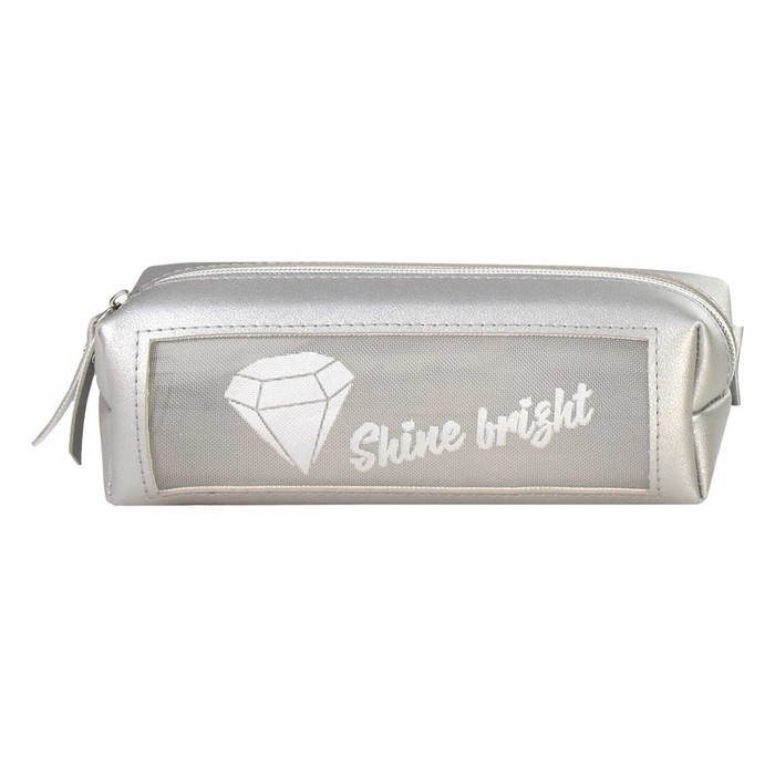 Пенал мягкий, 1 отделение, 55 х 195 х 60 мм, объёмный, искусственная кожа, с окном, нейлон, Феникс  Пенал мягкий, 1 отделение, 55 х 195 х 60 мм, объёмный, искусственная кожа, с окном, нейлон, Феникс "Бриллиант" серый 61313