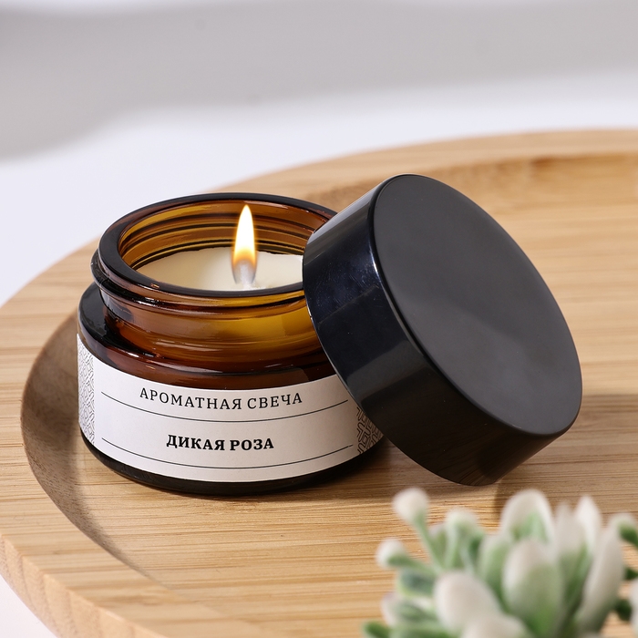 Свеча ароматическая в банке  Свеча ароматическая в банке "Дикая роза", 12 г