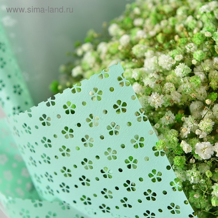 Фетр ламинированный с перфорацией  Фетр ламинированный с перфорацией "Цветочки", сиреневый, 57 см х 5 м