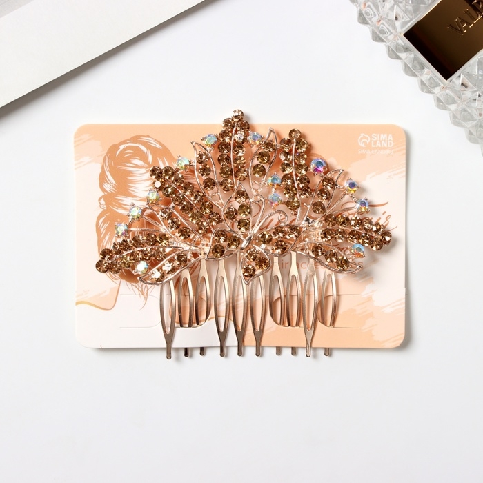 Гребень для волос "Кюнна" 9х7,5 см, золото