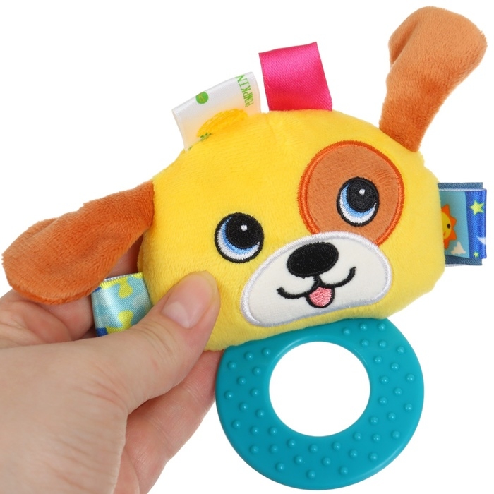 Погремушка мягкая с прорезывателем  Погремушка мягкая с прорезывателем "Собачка", Крошка Я