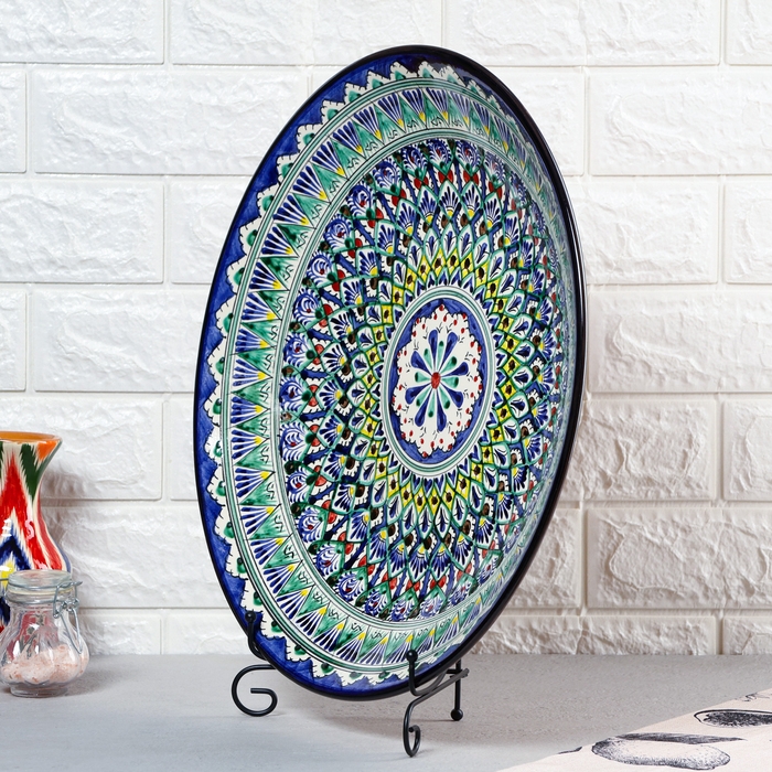 Ляган Риштанская Керамика  Ляган Риштанская Керамика "Узоры", 42 см, синий