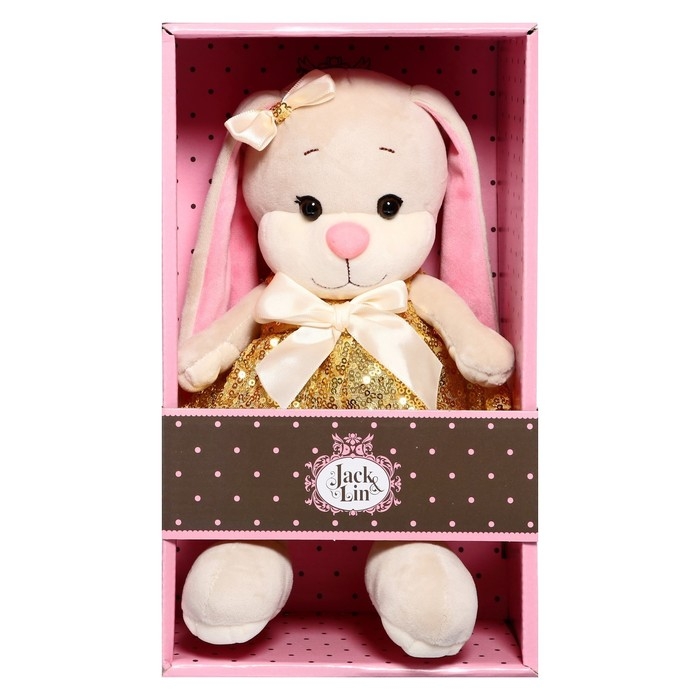 Мягкая игрушка «Зайка Лин в золотом платье с пайетками», 20 см Мягкая игрушка «Зайка Лин в золотом платье с пайетками», 20 см