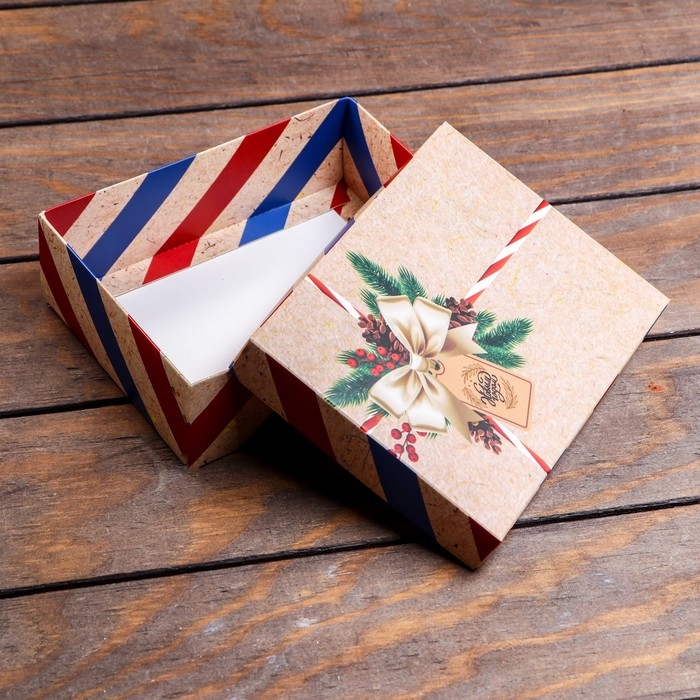 Новый год. Коробка подарочная новогодняя складная, Новый год. Коробка подарочная новогодняя складная, "Почта", 16,5 х 12,5 х 5,2 см