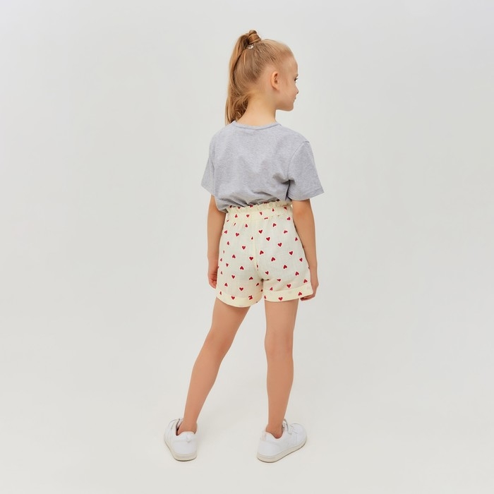 Шорты для девочки MINAKU: Cotton Collection цвет бежевый, рост 110