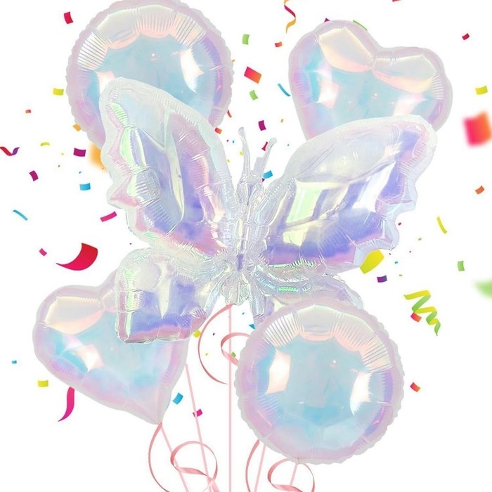 Шар фольгированный 35 Шар фольгированный 35" «Бабочка», цвет прозрачный перламутровый градиент