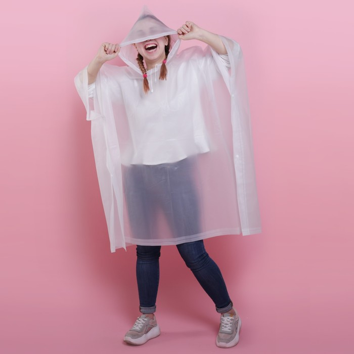 Дождевик взрослый пончо «Свобода», оверсайз, 44-52, 97 х 120 см, цвет белый Дождевик взрослый пончо «Свобода», оверсайз, 44-52, 97 х 120 см, цвет белый