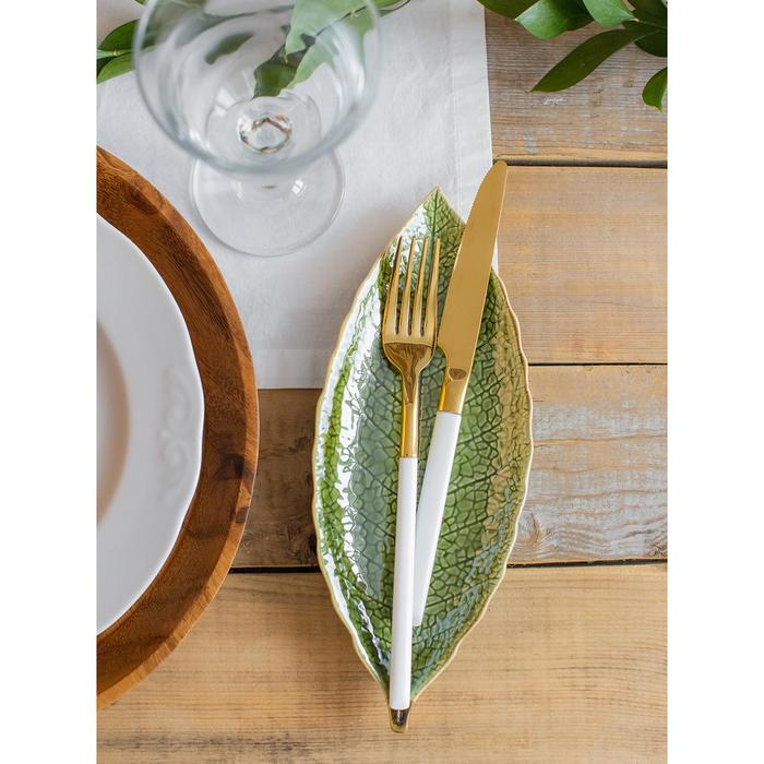 Блюдо керамическое сервировочное &laquo;Дендрарий&raquo;, 20,5&times;8,5&times;1,5 см, цвет зелёный