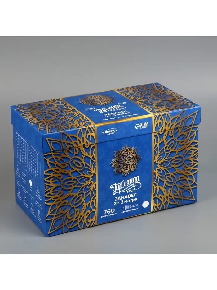 Гирлянда &laquo;Занавес&raquo; 2&times;3 м, IP44, УМС, тёмная нить, 760 LED, свечение белое, 220 В